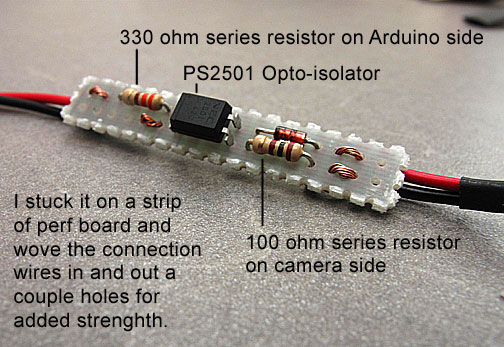 DIY shutter release with opto-isolator for Arduino